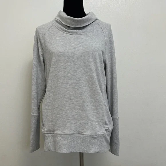 Lululemon Women High Lines Cowl Neck Pullover Sweatshirt Grey Size  10 - Picture 2 of 6